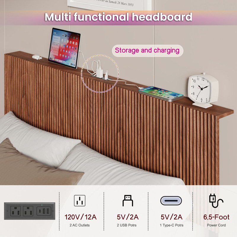 Kawamoto Queen Solid Wood Platform Bed