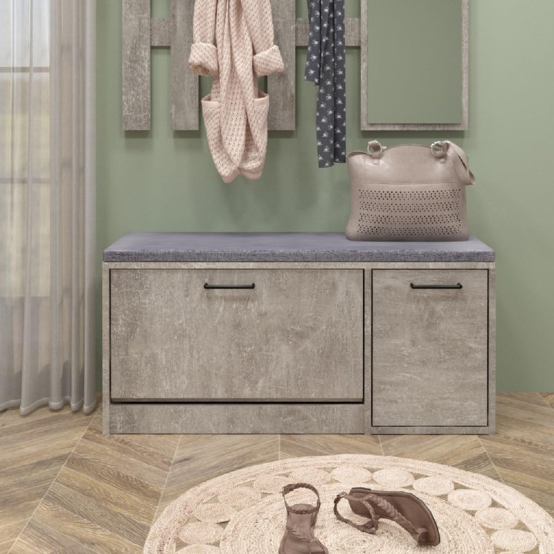 14 Pair Shoe Storage Bench, Grey