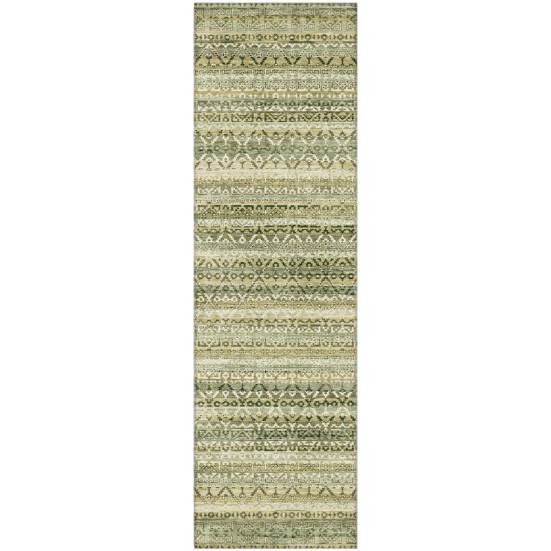 Premium Machine Washable Mayfield AMF2101 Striped Rug, Aqua, 2'3" x 7'6" Runner