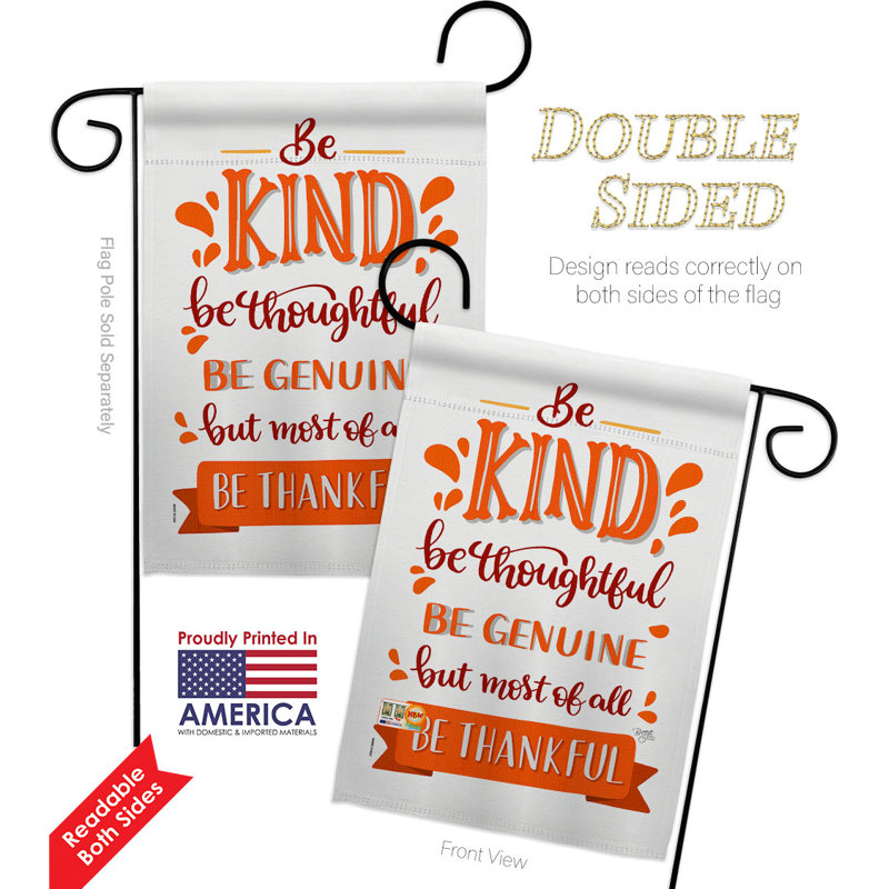 Drapeau de jardin en polyester H 19 po x l 13 po Be Thanksgiving