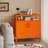 Orange Lockable Storage Cabinet, Multipurpose Accent Cabinet with Power Strip & USB Ports, 2-Door Design Locker + Metal, 3-Tier Organizer with Adjustable Shelves, for Home, Office-1074458086