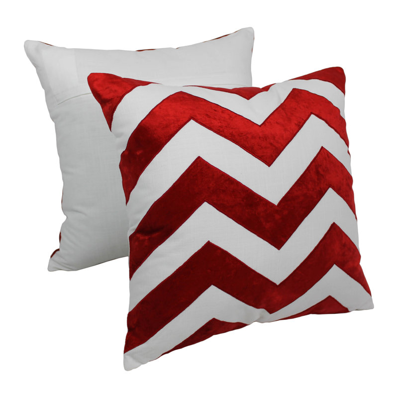 Coussin en coton Indian Chevron, ¨Pourpre / ivoire