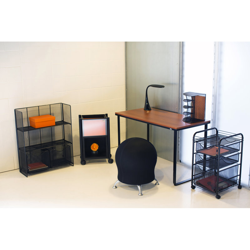 Black Steel 3-Drawer Mobile Filing Trolley with Powder Coat Finish