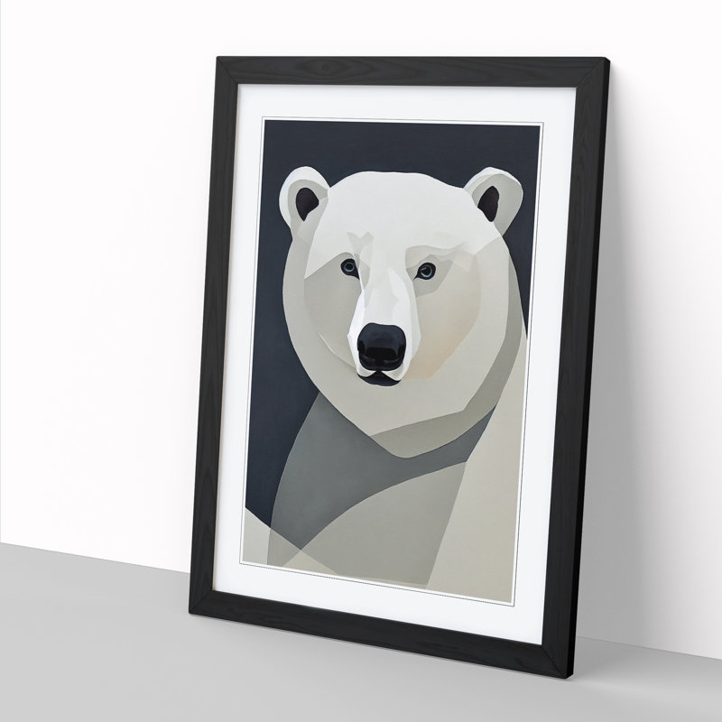 FRM-V0523-1888X Polar Bear Contemporary Vol.5 - Picture Frame Print, Black, 64cm H x 46cm W x 2cm D