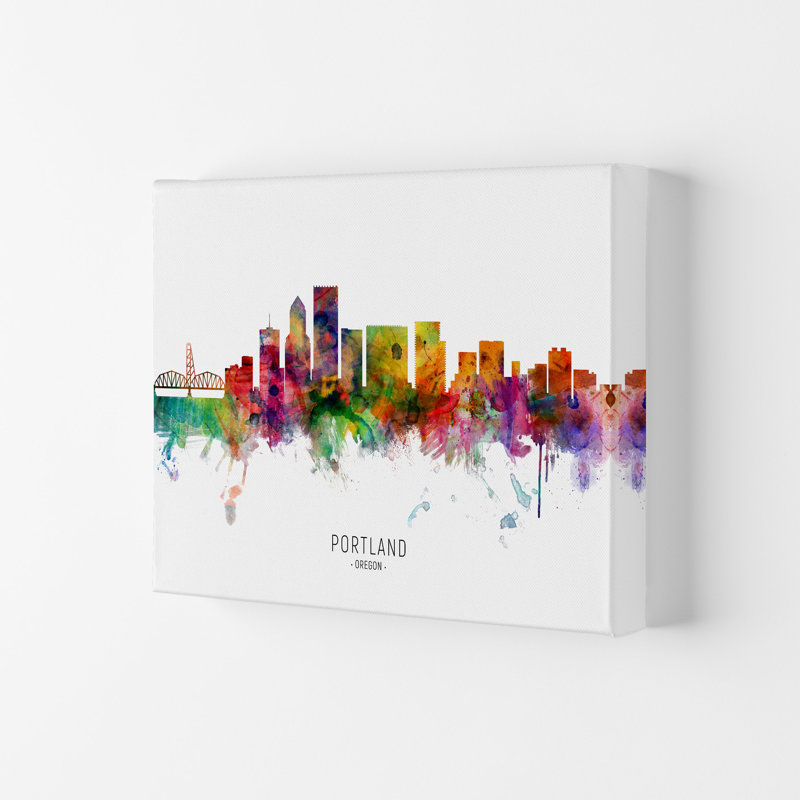 Portland Oregon Skyline by Michael Tompsett - Print, Wrapped Canvas, 42cm H x 59.4cm W x 4cm D