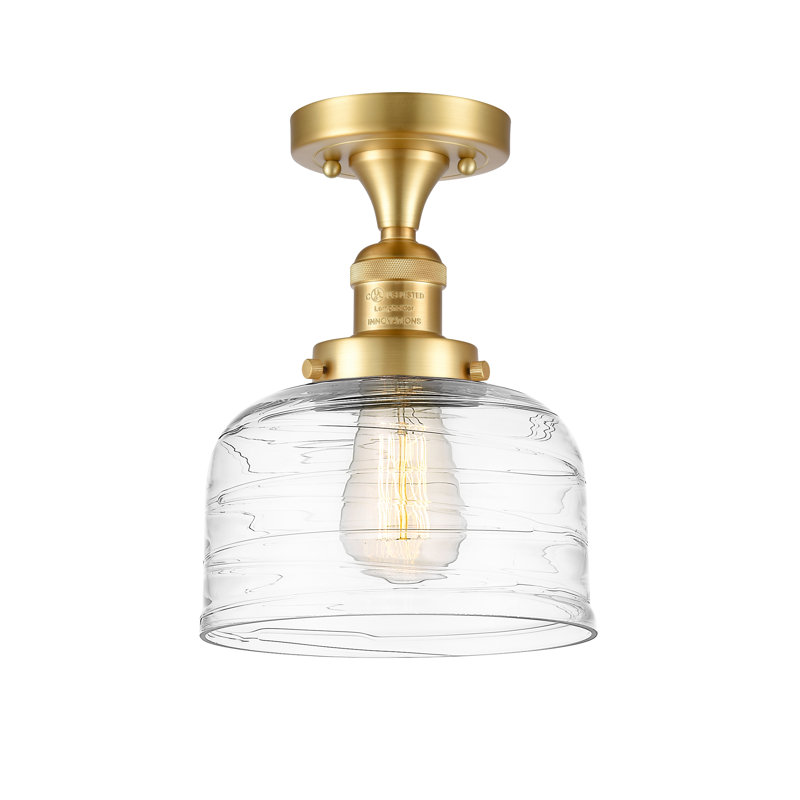 Plafonnier semi-encastré 8 po Bell, Ampoule non incluse, Or satiné, Tourbillon déco transparent