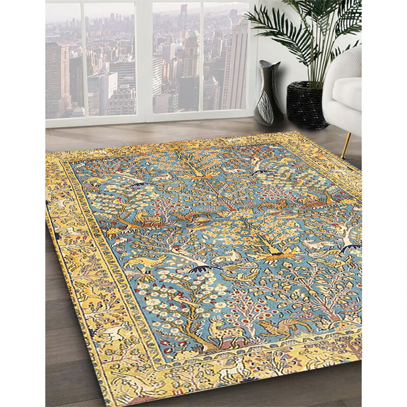Tapis oriental jaune / bleu, Rectangle 8 pi x 10 pi