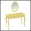 Meuble-lavabo de luxe avec miroir ovale, coiffeuse à 3 tiroirs pour le rangement des bijoux, console élégante pour la décoration intérieure, or-450044877