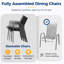Ensemble de 4 chaises de patio empilables en aluminium entièrement assemblées, gris, d'une largeur de 22,44 pouces, d'une assise extérieure durable et confortable-478879677