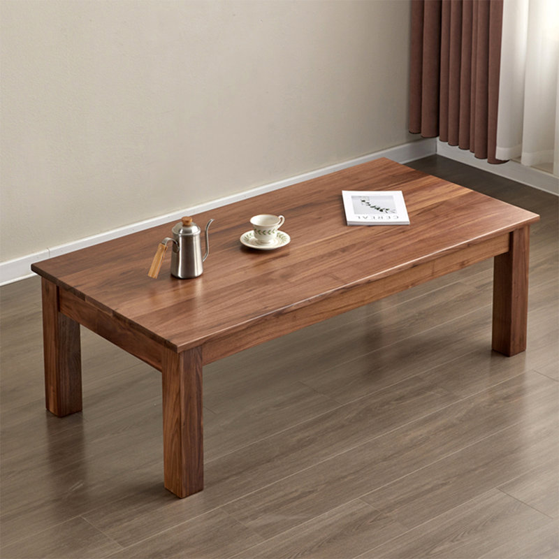 Rectangular solid wood coffee table, 17.7" H x 47.2" L x 23.6" W, Dark Walnut