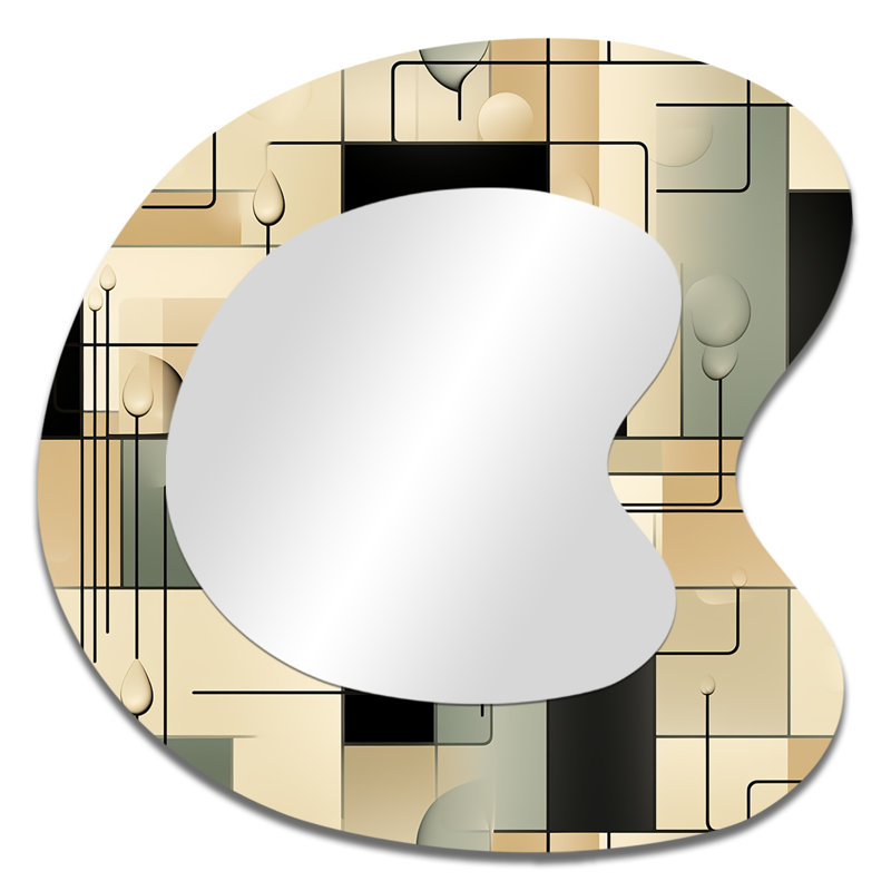 Geoffory - blocs abstraits taupe Blockchain - miroir géométrique de forme unique, miroir mural asymétrique beige, art en métal imprimé