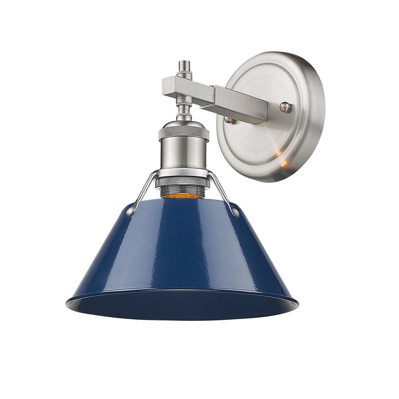 Felda Dimmable Steel Vanity Light, Navy Blue, Pewter, 1 Lights