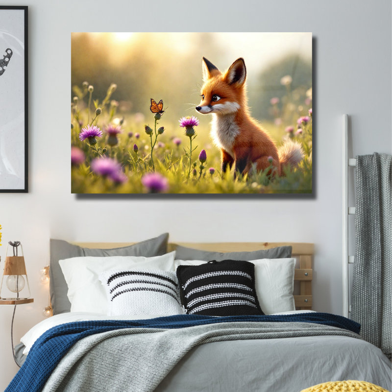 Renard, art mural en verre trempé, 12" H x 16" W