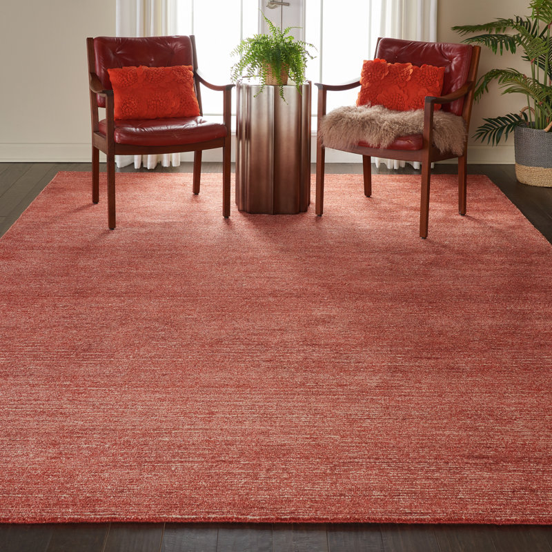 Tapis rouge touffeté à la main Modoulamin, Rectangle 9 pi 6 po x 13 pi