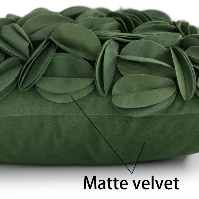 Housse de coussin brodée, H 18 po x l 18 po, Vert foncé - velours