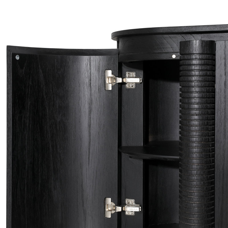 Stefan 63'' W Solid Wood Sideboard, Black