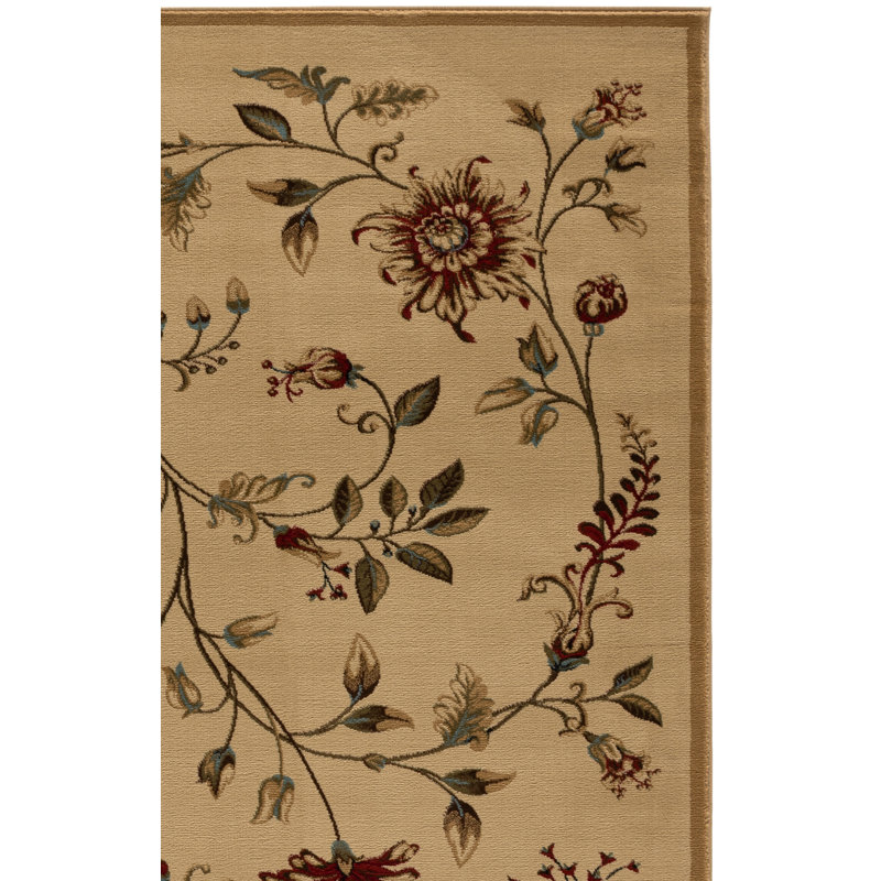 Tapis à motif floral Carolane, Tapis de couloir 2 pi 3 po x 16 pi