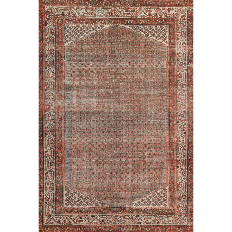 Bungalow Rose Campisi Traditional Oriental Polyester Rust Area Rug, Rectangle 2' x 3'