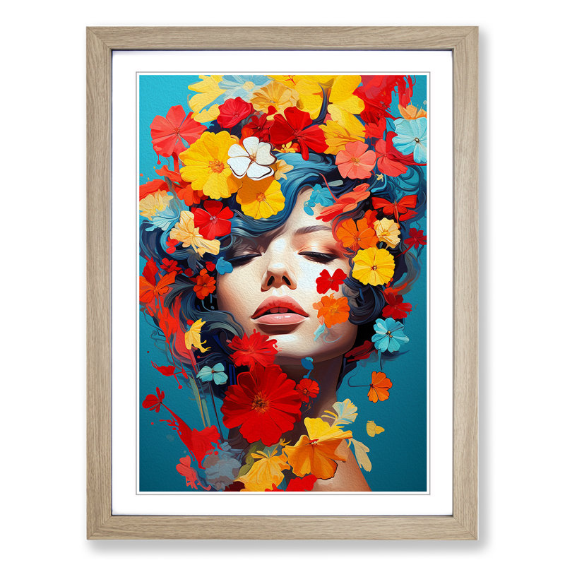 Floral Art Pop Art - Framed Print, Oak Framed, 34cm H x 25cm W