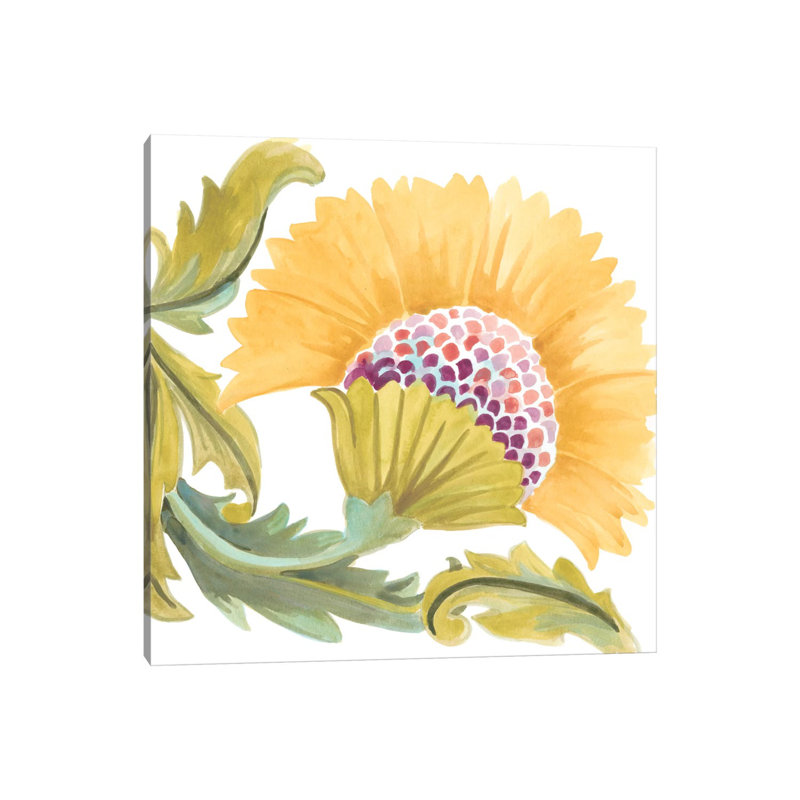 Abbey Floral Tiles VII by June Erica Vess - Wrapped Canvas Painting, 30.48 cm H x 30.48 cm W
