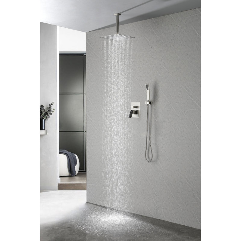 16" High Pressure Rain Shower Head, Ultrathin Showerhead 304 Stainless Steel Waterfall Shower With Selfclean Nozzles, Full Body Covering
