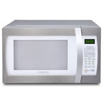 Farberware Professional 1.3 Cu. Ft. 1100-Watt Microwave Oven with Smart Sensor Cooking, White and Platinum