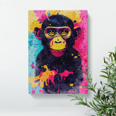 Paint Splash Monkey No.4 - Wrapped Canvas