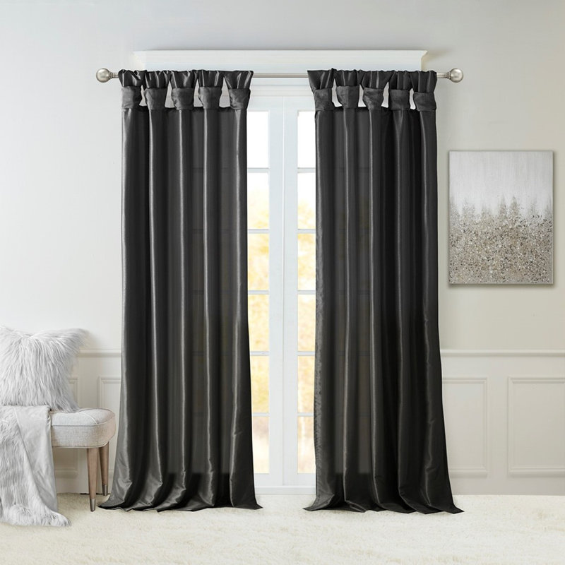 Panneau de rideau de fenêtre Twist Tab, L 50,13 po x L 84,07 po, Noir, noir, noir, noir