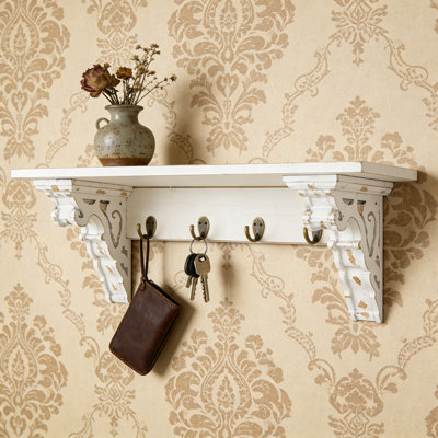 Wall Mounted Coat Rack with Shelves, Wood Wall Organizer