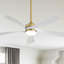 Ventilateur de plafond à 5 pales de 52 po en ABS avec lumière DEL et télécommande Kemp, silencieux, avant et arrière (or et blanc)-178066725