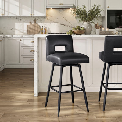 Wyndham Metal And Upholstered Key Back Adjustable Height Swivel Stool