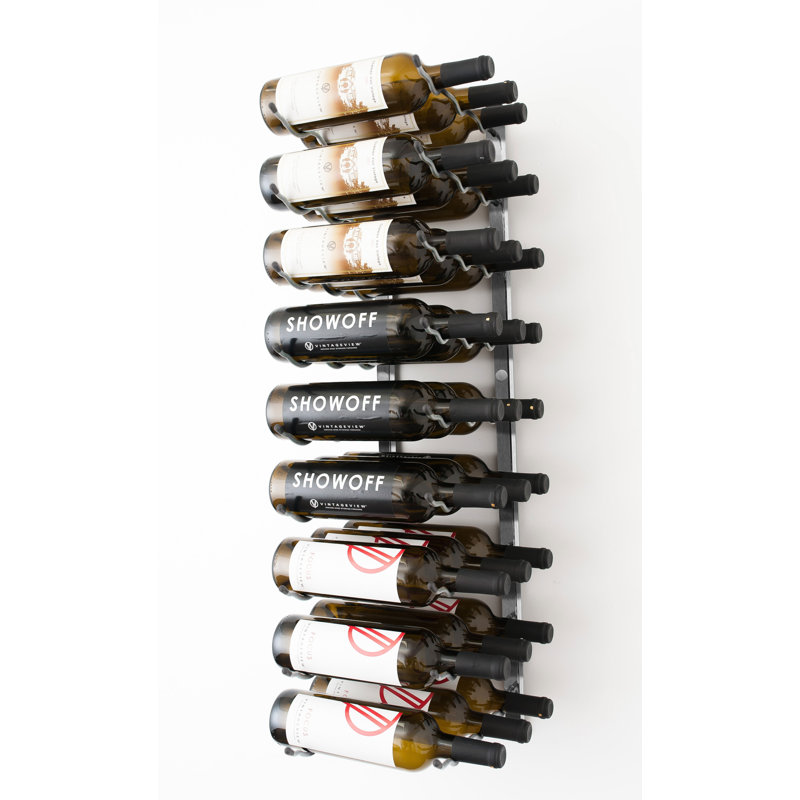 18 Bottle Wall Mounted Wine Bottle Rack, Brushed Nickel, 91.5cm H x 31cm W x 30.5cm D