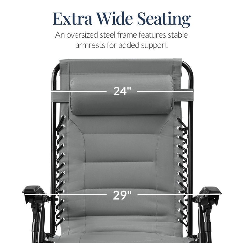 Oversized Padded Zero Gravity Chair, Ice Gray