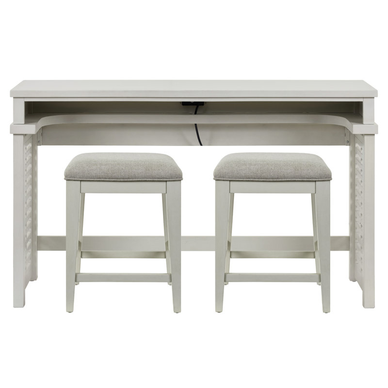 Ensemble de table de canapé 3 pièces Aelia avec 2 tabourets rembourrés Aelia