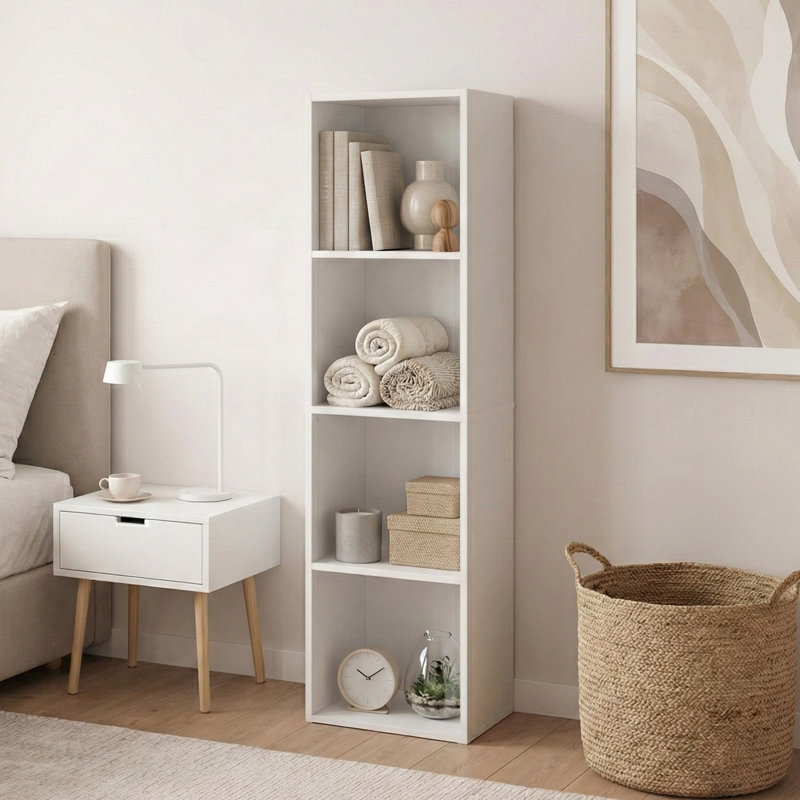 Gerardi 32cm W Standard Bookcase, White, 106 cm H x 32 cm W