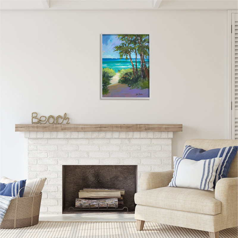 Vue sur la plage des Caraïbes par Jane Slivka, H 30 po x l 24 po x P 1,5 po, Estampe numérique Farmhouse