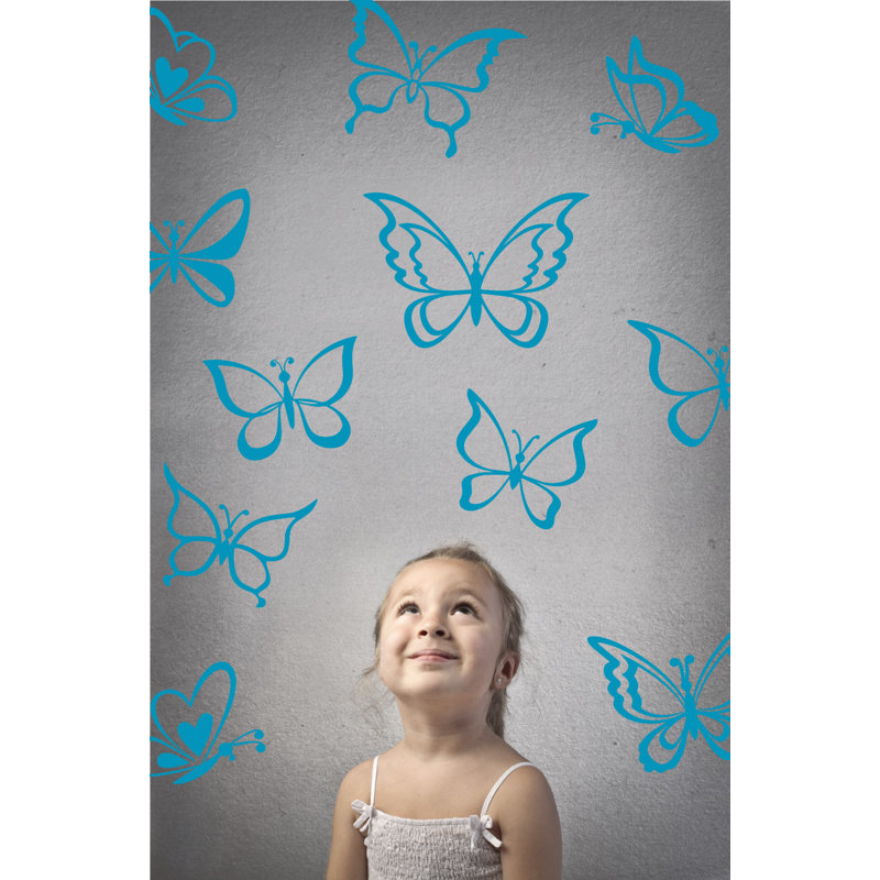 Adhésif décoratif papillon, H 24 po x l 25 po x P 0,01 po, Bleu sarcelle