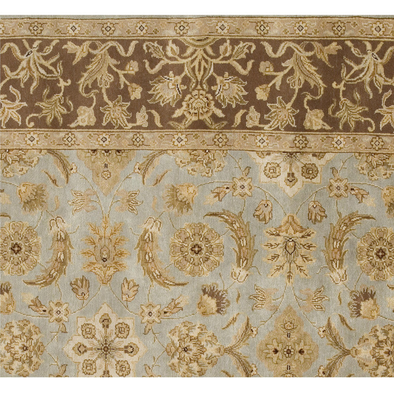 Hand Knotted Wool Oriental Area Rug in Light Blue/Brown, Rectangle 5' x 8'