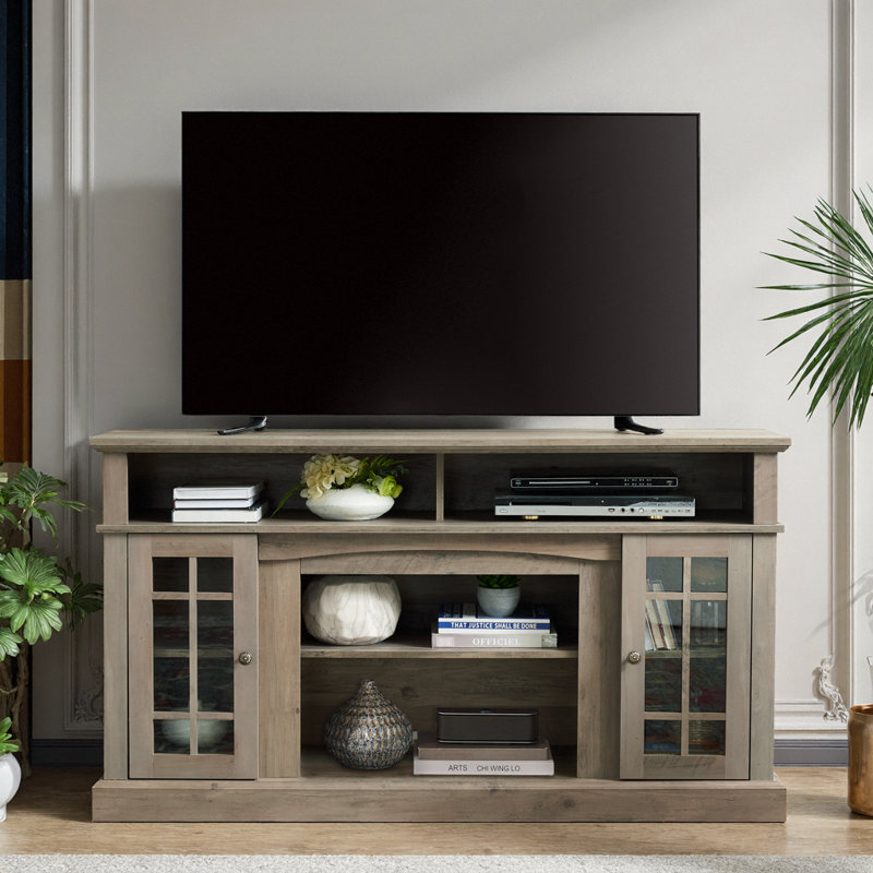 Classic TV Media Stand, Modern Entertainment Console, Tv Console, Gray Wash, No