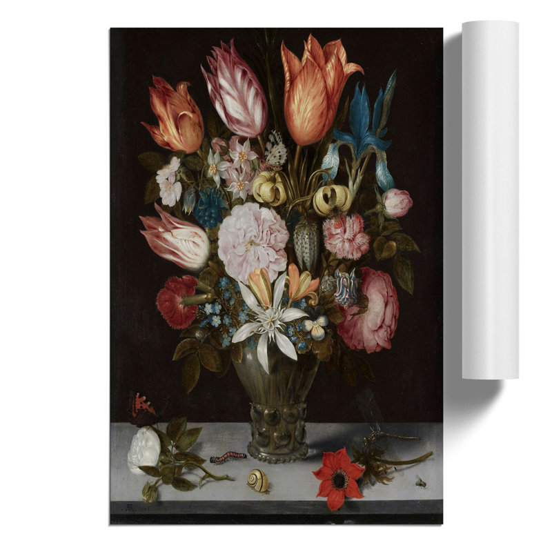 Still Life With Flowers Vol.3 by Ambrosius Bosschaert - No Frame Painting, 30cm H x 21cm W x 0.1cm D