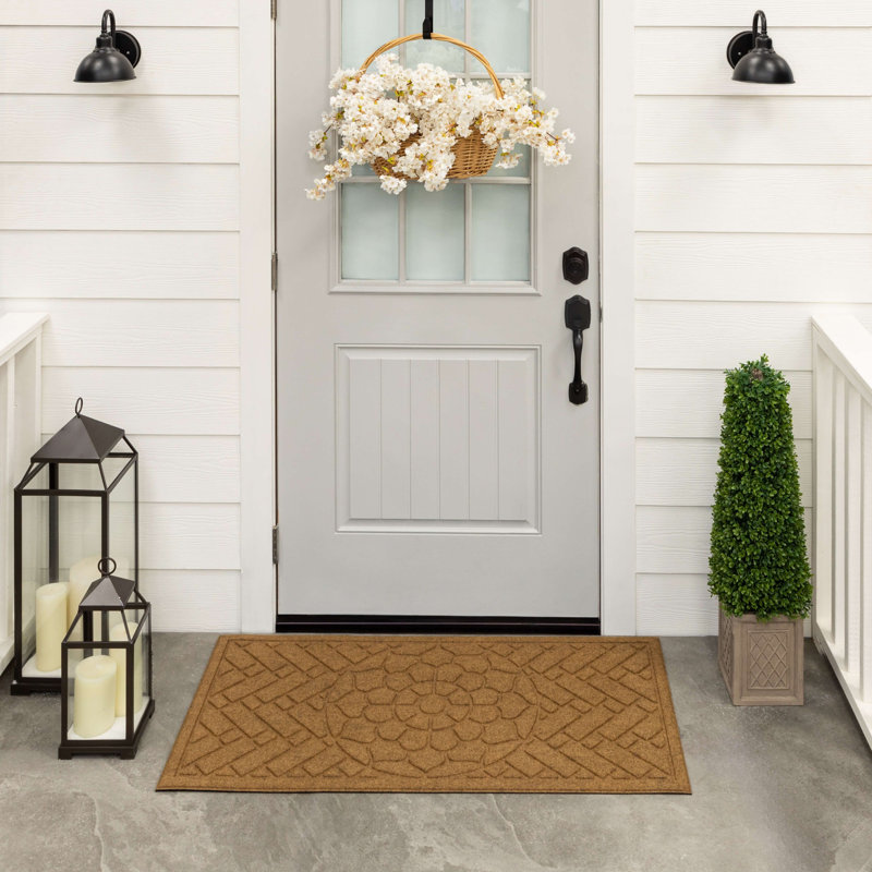 Kesha 48" L Rectangular Recycled Rubber Door Mat , Tan