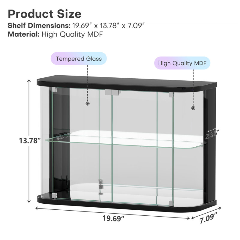 Small 2-Tier Display Cabinet With Music-Sync Lighting Modes, Black