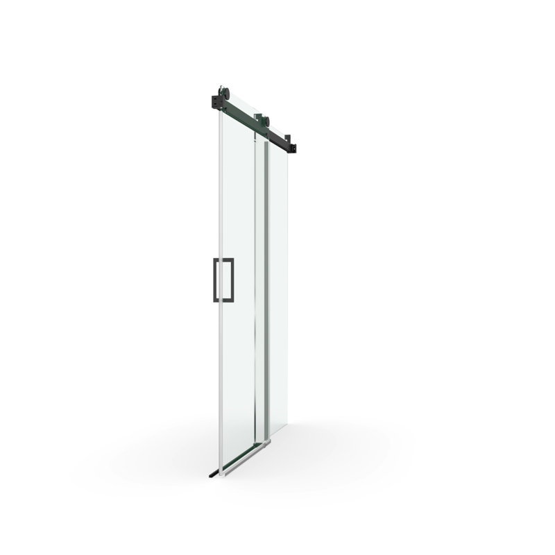 56" - 60" W X 76" H Frameless Soft-Closing Single Sliding Shower Door, 3/8" (10Mm) Tempered Glass With Easy-Cleaning Nano-Coating, Matte Black