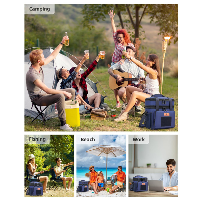 Boîte à lunch tactique 16L pour adultes, sac isotherme avec sangle d'épaule, sac à lunch robuste pour le travail, le pique-nique, le camping et les voyages, capacité de 20 canettes
