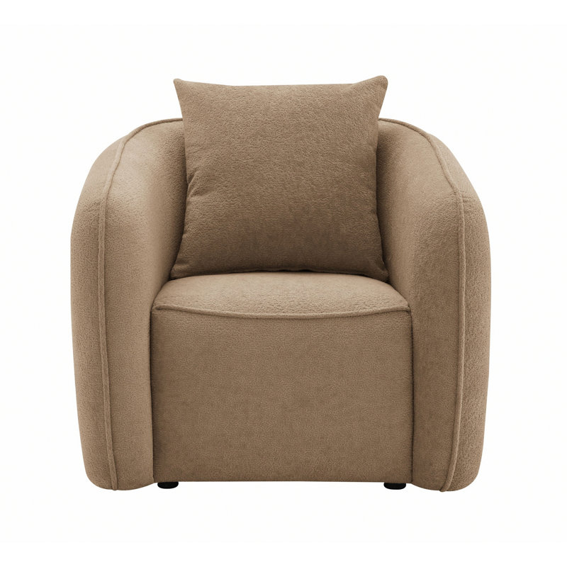 Fauteuil, fauteuil rembourré avec 1 oreiller, Brun