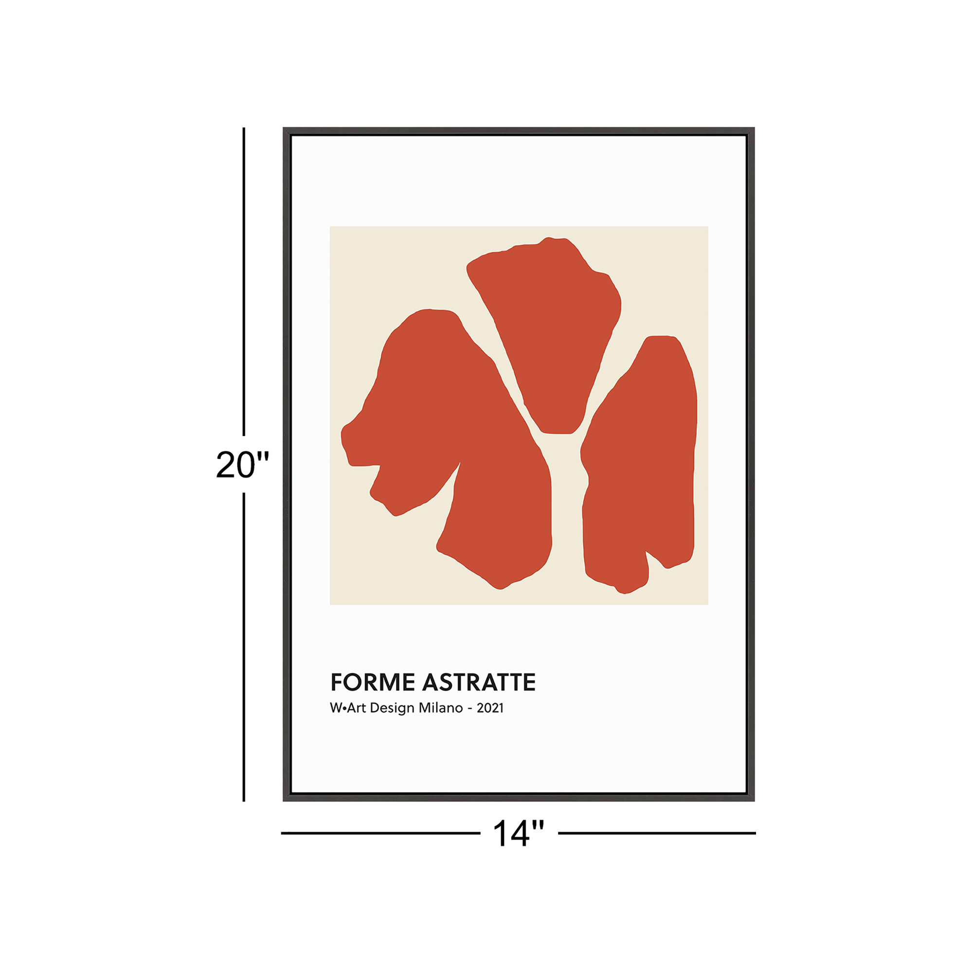 Forme Astratte Red by Romina Gadler, 20" H x 14" W x 1.25" D, Black Framed Paper
