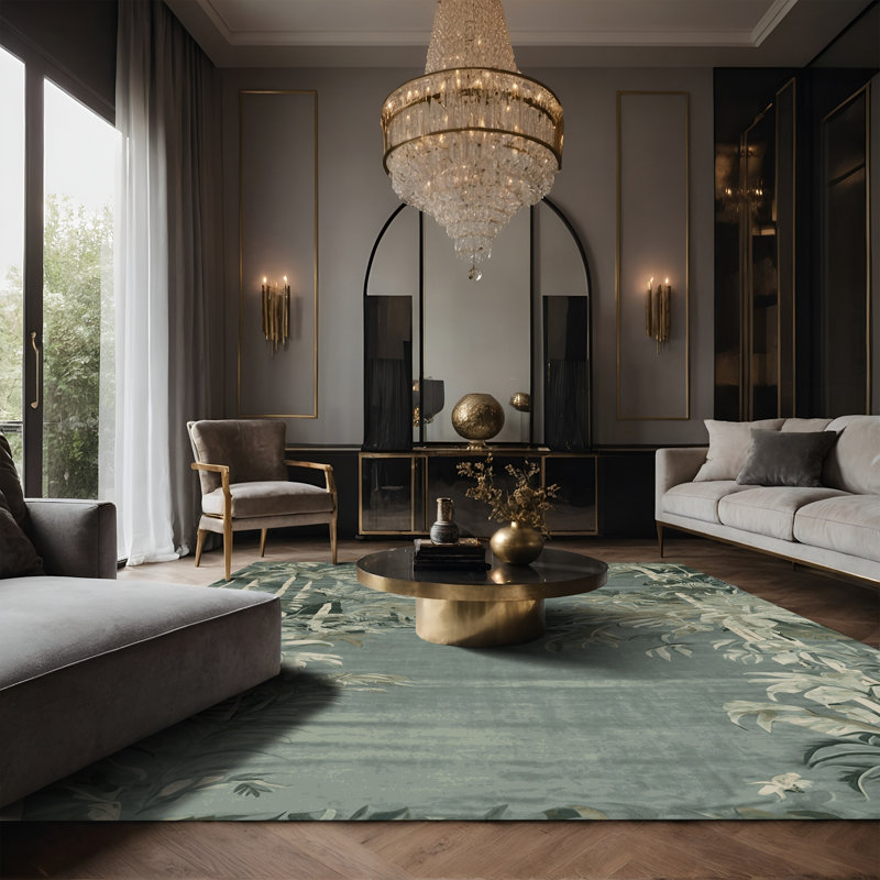 Tapis gris soyeux et moelleux, Rectangle 5 pi x 7 pi