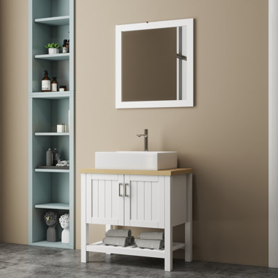 Meuble-lavabo élégant en bois massif de conception moderne pour la salle de bain