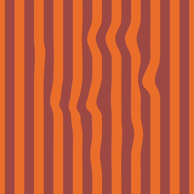 Warped Vertical Stripe Wallpaper, Orange/Red/Maroon