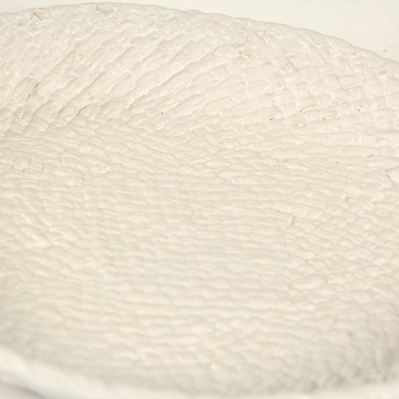 Cross Weave Ceramic Platter, White